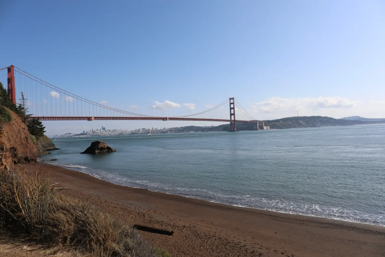 Golden Gate Bridge viewed from a San Francisco beach
